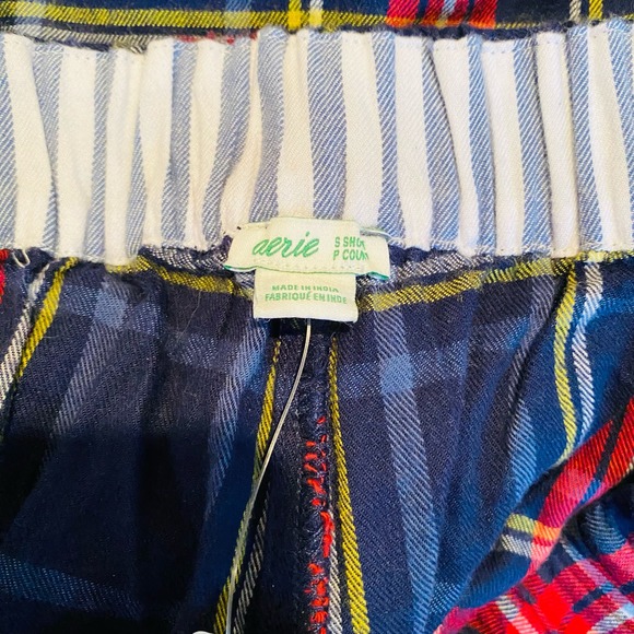 Aerie Plaid Cotton Flannel Red Navy Loungewear Pajama Pants Sleepwear Small NEW - Picture 7 of 10